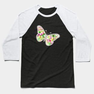 Floral Butterfly and Pearls Baseball T-Shirt